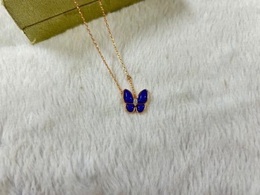 VCA Van Clerk Arpels Butterfly Lapis Lazuli Necklace Platinum Rose Gold Gold - 图片 3