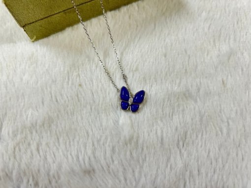 VCA Van Clerk Arpels Butterfly Lapis Lazuli Necklace Platinum Rose Gold Gold - 图片 4