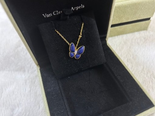 VCA Van Clerk Arpels Butterfly Lapis Lazuli Necklace Platinum Rose Gold Gold - 图片 6