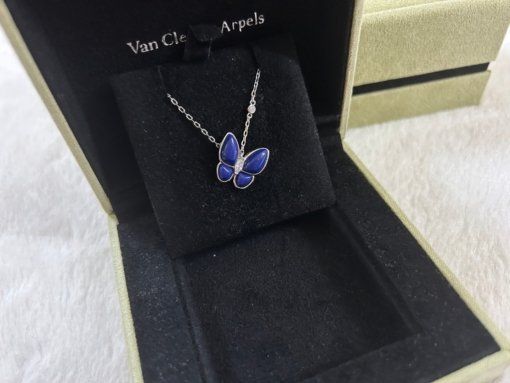 VCA Van Clerk Arpels Butterfly Lapis Lazuli Necklace Platinum Rose Gold Gold - 图片 8