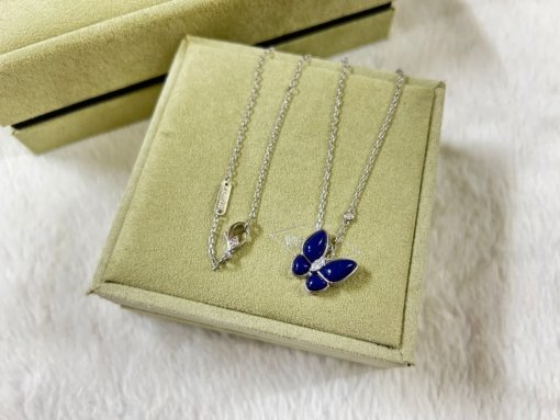 VCA Van Clerk Arpels Butterfly Lapis Lazuli Necklace Platinum Rose Gold Gold - 图片 9