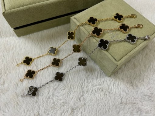 VCA Van Clerk Arpels Obsidian Bracelet White Gold Rose Gold