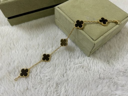 VCA Van Clerk Arpels Obsidian Bracelet White Gold Rose Gold - Image 2
