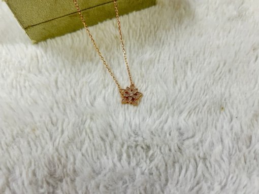 VCA Van Clerk Arpels Small Lotus Diamond Necklace Platinum Rose Gold Gold - 图片 3